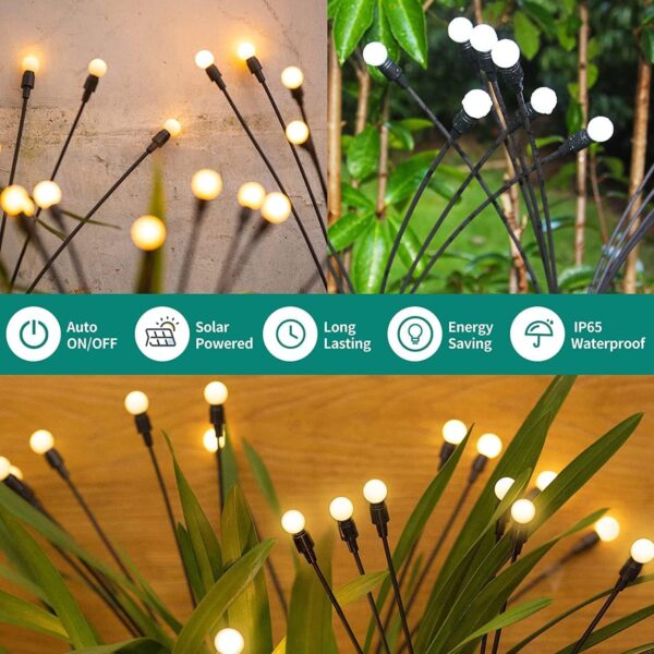 8 LED solar firefly lamp waterproof path lighting for garden parties