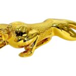 Golden panther resin statue with modern abstract design