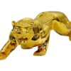 Golden jaguar statue – contemporary animal décor showpiece