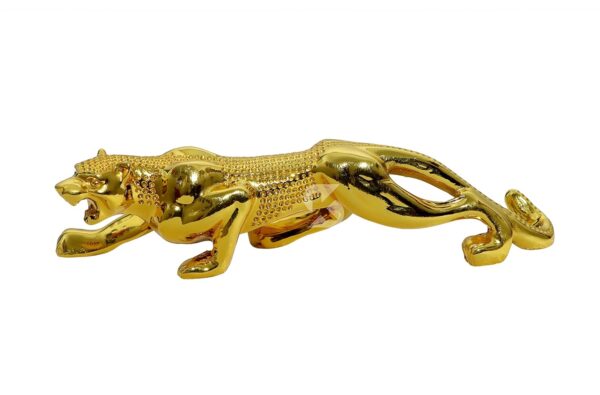 Modern golden jaguar geometric sculpture for home décor