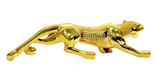 Geometrical golden lion jaguar statue for artistic home décor