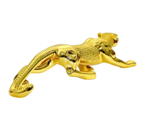 Unique golden lion sculpture with polygon geometric detailing