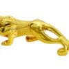 Decorative modern jaguar sculpture in gold for shelves & desks