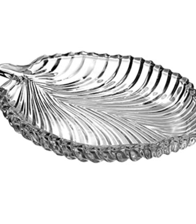 Stylish transparent glass leaf plate with modern design