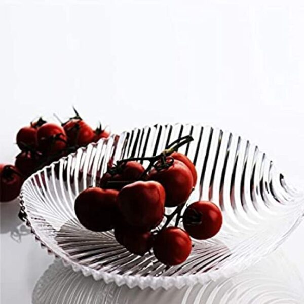Crystal clear glass leaf platter with durable finish