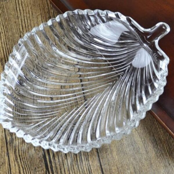 Transparent crystal leaf bowl plate with elegant edges