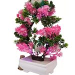 Artificial bonsai tree with sparrow figurine for living room décor