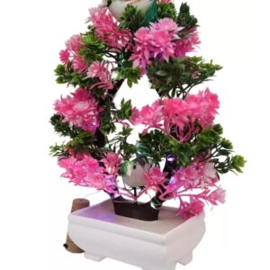 Artificial bonsai tree with sparrow figurine for living room décor