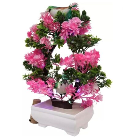 Artificial bonsai tree with sparrow figurine for living room décor