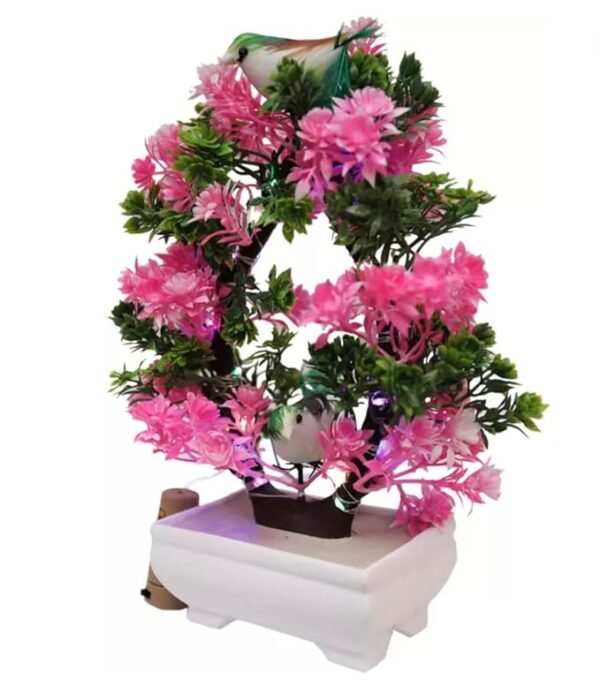 Artificial bonsai tree with sparrow figurine for living room décor