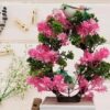 Handmade artificial bonsai with sparrow statue for tabletop décor