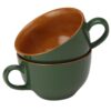 Wide ceramic mug with large handle for soup and coffee, microwave safe