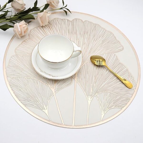 Gold round table placemat enhancing luxury dining look
