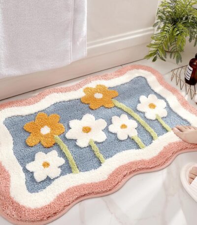 Little flower patterned super soft anti-skid absorbent floor mat