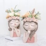 Elegant small Girl-shaped succulent pot for home decor