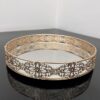 Decorative Metal Vanity Tray with Floral Filigree in Gold Round Shape