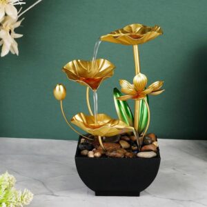 Elegant metal water fountain desktop showpiece for home décor