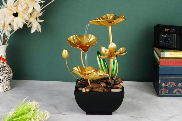 Elegant metal water fountain desktop showpiece for home décor