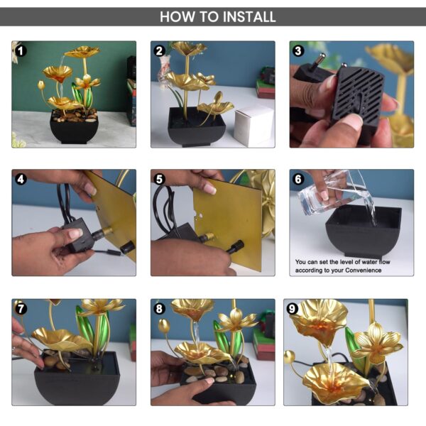 Mini metal fountain showpiece