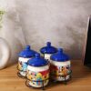 Traditional ceramic pickle jar set with lids for kitchen storage