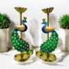Handcrafted peacock showpiece with candle stand for living room décor