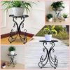 Compact flower pot stand for corner decoration in black