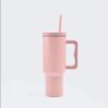 Stainless steel vacuum insulated tumbler with straw and lid