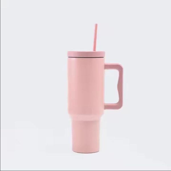 Stainless steel vacuum insulated tumbler with straw and lid