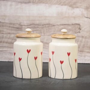 Traditional ceramic pickle jar with natural wood lid