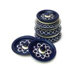 Hand-painted large ceramic serving set with Moroccan blue lid
