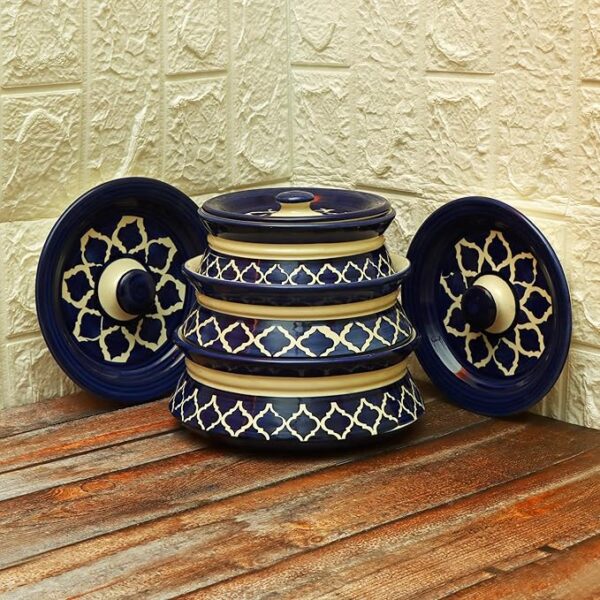 Artisanal Moroccan hand-painted ceramic container with lid