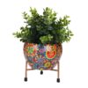 Traditional metal pot with sturdy tri stand for home décor