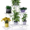 Space-saving plant holder rack with elegant design for home décor.