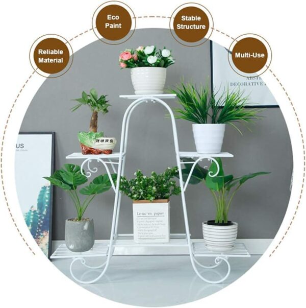 Modern multi-tier plant organizer for patio and home use.