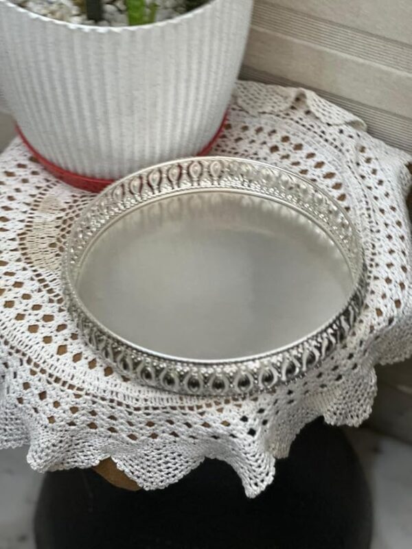 Beautiful silver pooja basket tray for temple and festive occasions