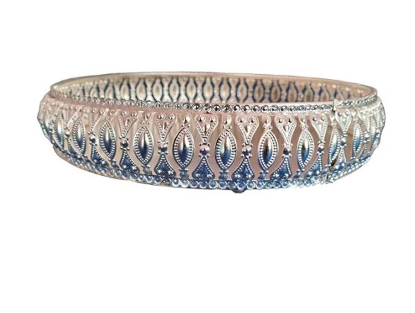Elegant handcrafted silver tray for religious pooja offerings