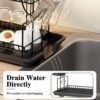 Modern black 2-tier dish organizer for plates, bowls, cups and utensils