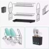 Sleek black 2-tier dish drying rack for small and large kitchens