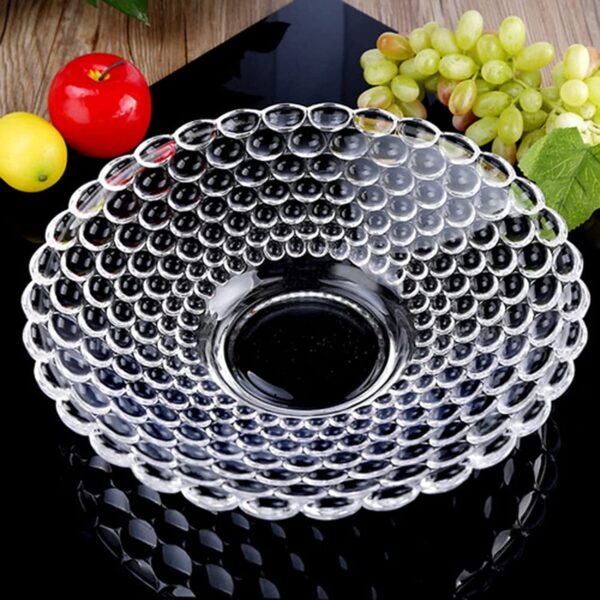 Transparent bubble design round glass fruit bowl