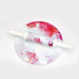 Traditional white marble rolling board with matching belan.