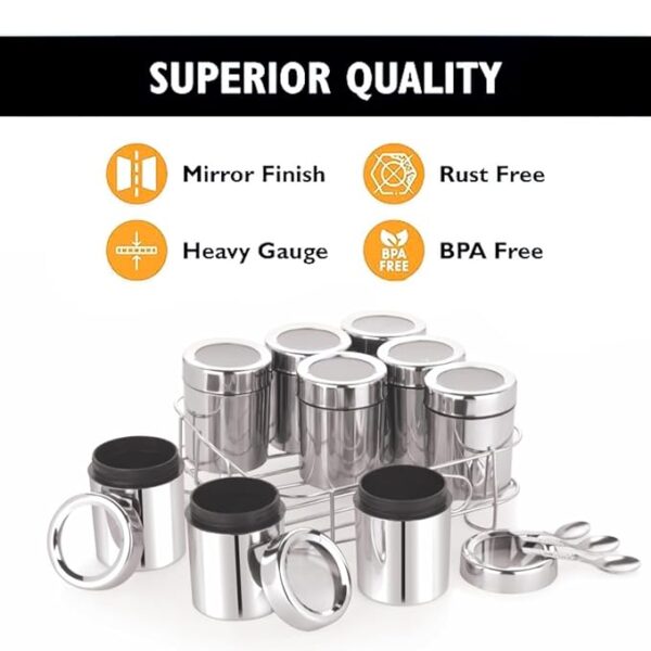 Square stainless steel spice organizer for everyday cooking