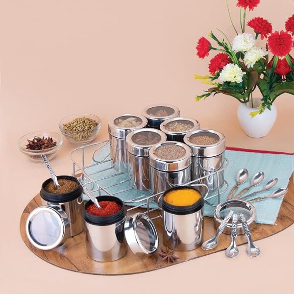 Kitchen masala box made of premium stainless steel with 9 grids