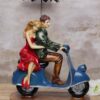 Beautiful romantic couple on scooter resin art for shelf display