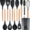 Heat-resistant silicone kitchen spatula for nonstick cookware