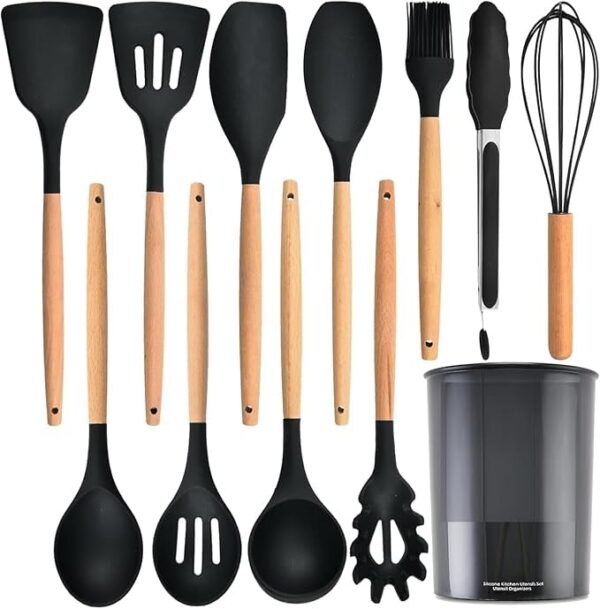 Heat-resistant silicone kitchen spatula for nonstick cookware