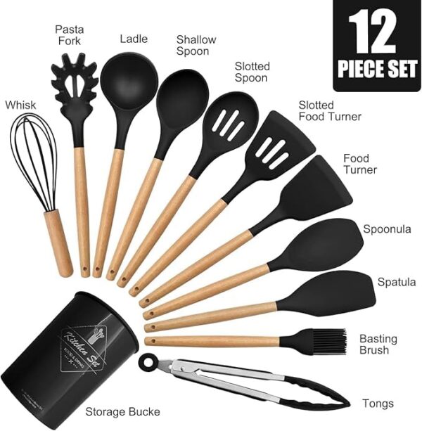 Nonstick silicone spatula set for baking and frying