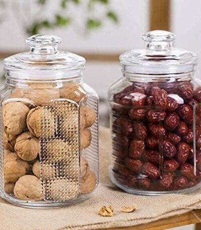 Transparent glass jar with airtight lid for storage