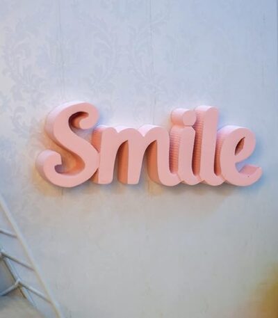 Cute smile peach aesthetic table decor for modern home design