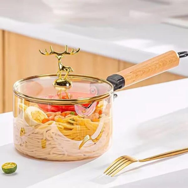 Transparent casserole glass pan for gas stove cooking