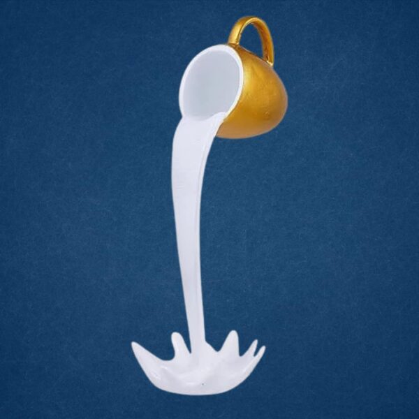 Elegant polyresin milk cup showpiece with glossy finish